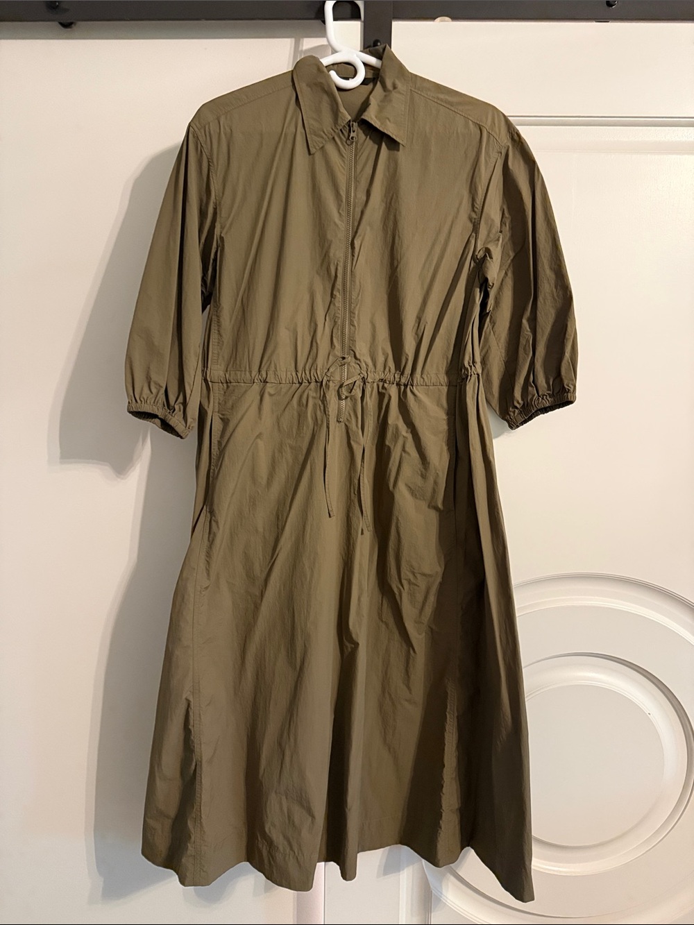 Uniqlo Olive Green Midi Shirt Dress